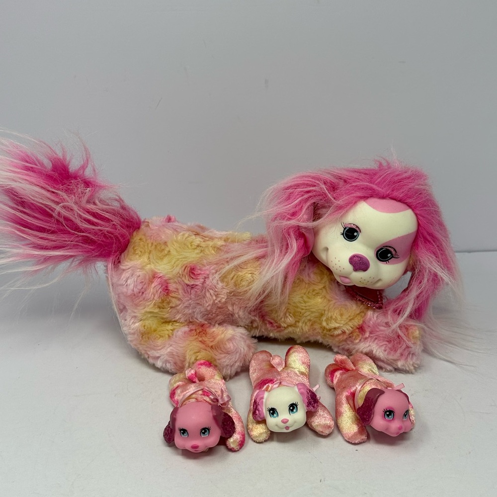 Puppy Surprise Pink Yellow White Plush with 3 Puppies I5